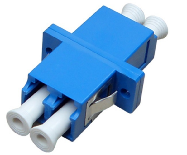 LC UPC duplex adapter with flange